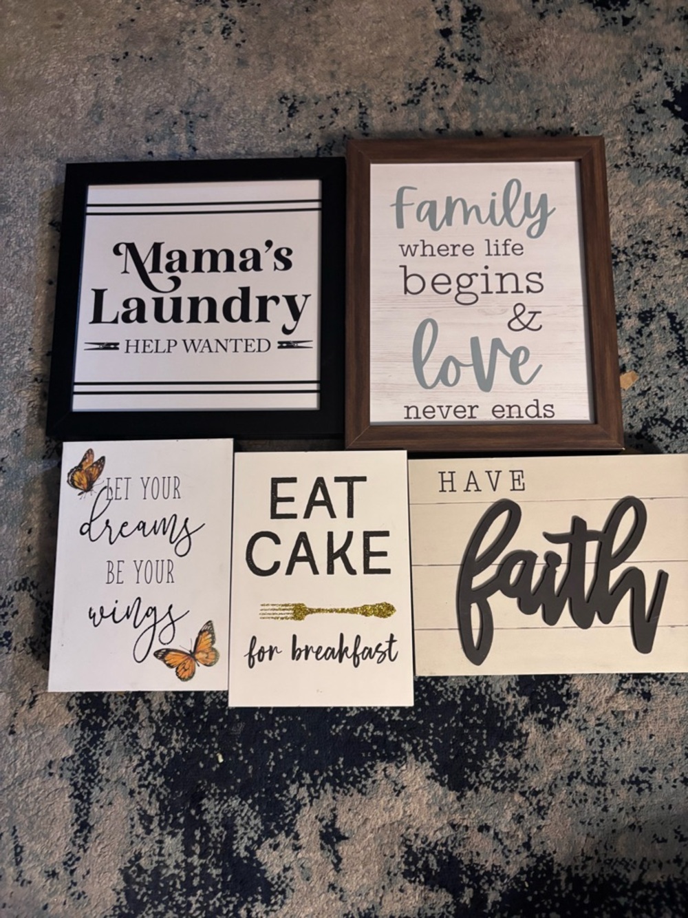 Classic Black and White Wall Sign Set - Inspirational Home Decor